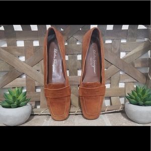 Salvatore Ferragamo Suede Penny Loafers